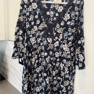 T2love Navy Floral Long Sleeve Dress